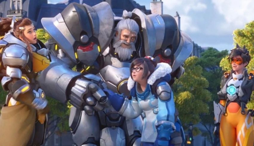 A group of people standing next to each other in a video game.