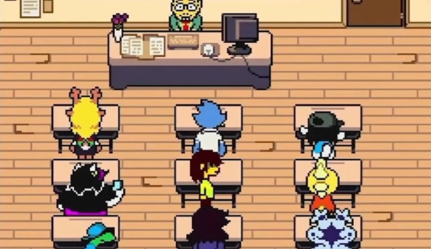 An image of a classroom with people sitting at desks.