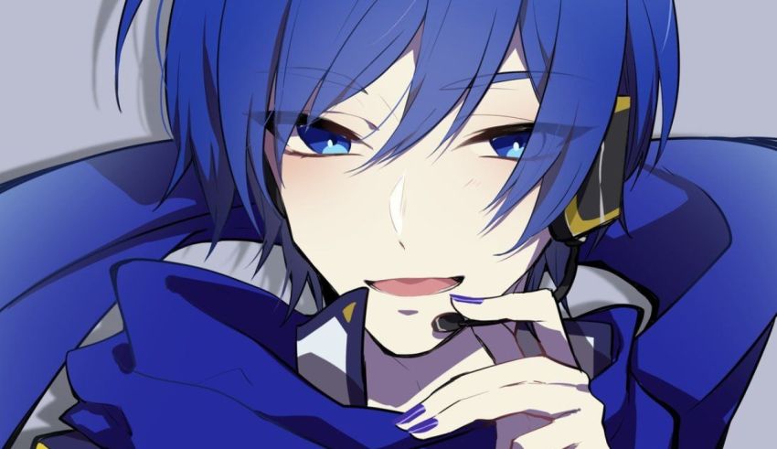 An anime character with blue hair and blue eyes.