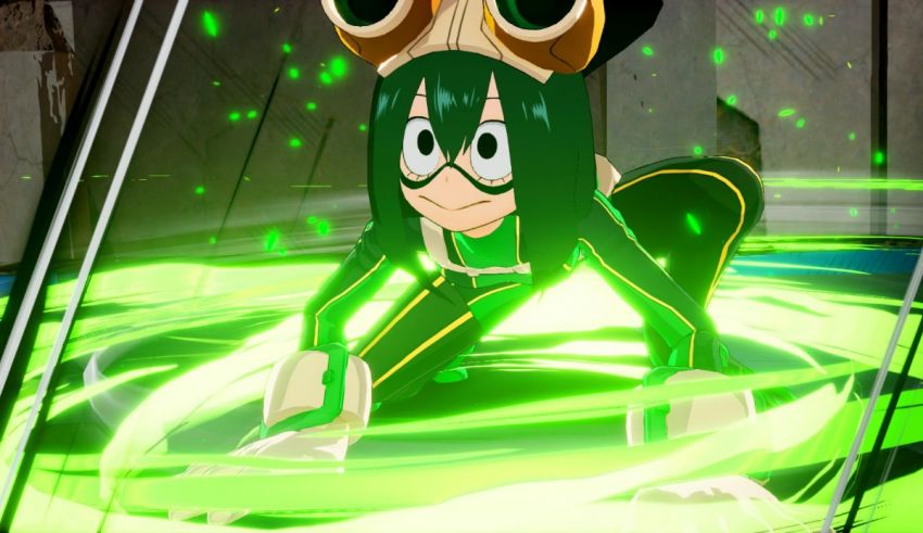 An anime character with green hair and green eyes.