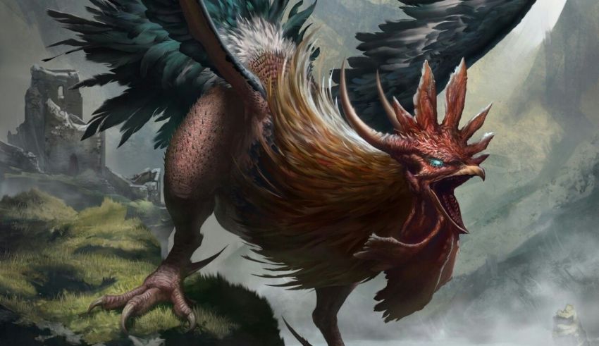 An illustration of a large bird with wings.