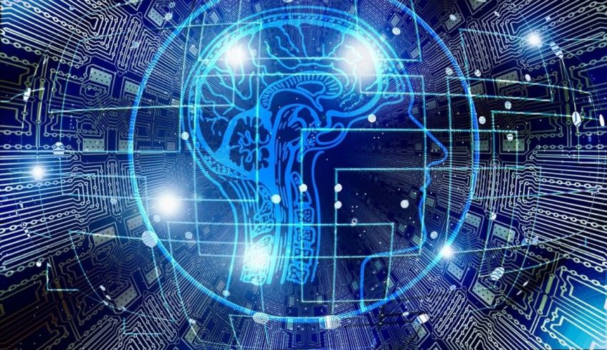 An image of a brain with a circuit board in the background.