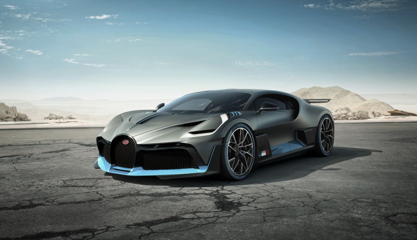 The bugatti chiron concept is shown in the desert.
