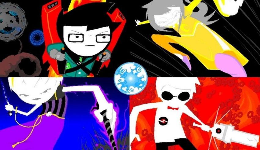 A group of cartoon characters in different poses.