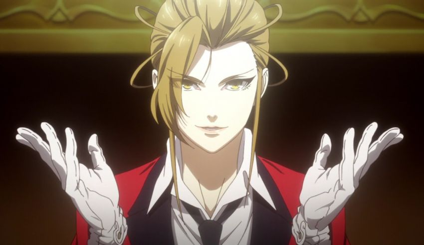 A cartoon of a woman with blonde hair.