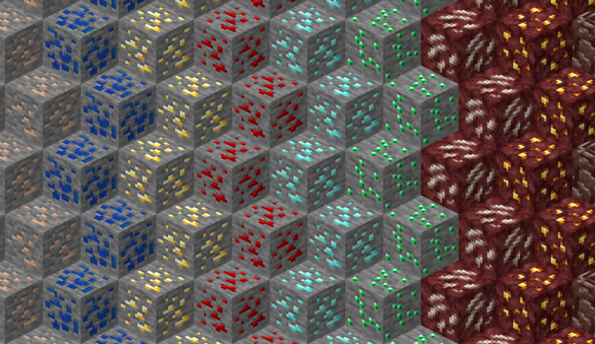 A pattern of different colored cubes in minecraft.