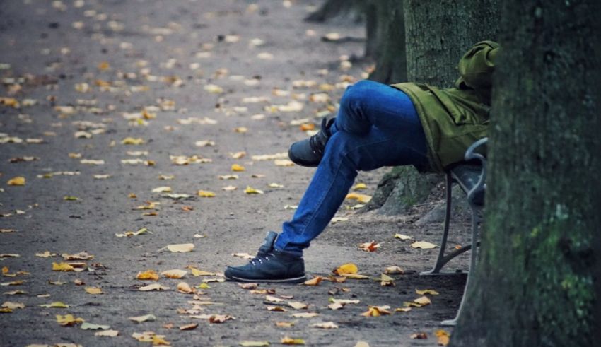 A person is sitting on a bench in a park.