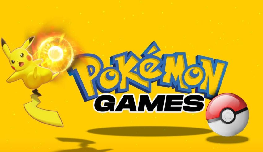 Pokemon games logo on a yellow background.