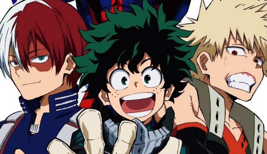 A group of anime characters standing next to each other.