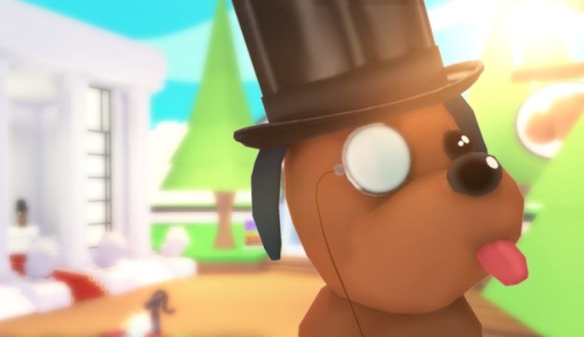 A cartoon dog wearing a top hat.