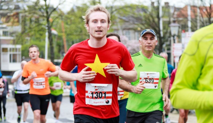 A group of people running in a race.