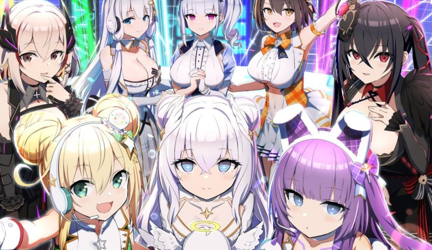 A group of anime girls posing for a photo.