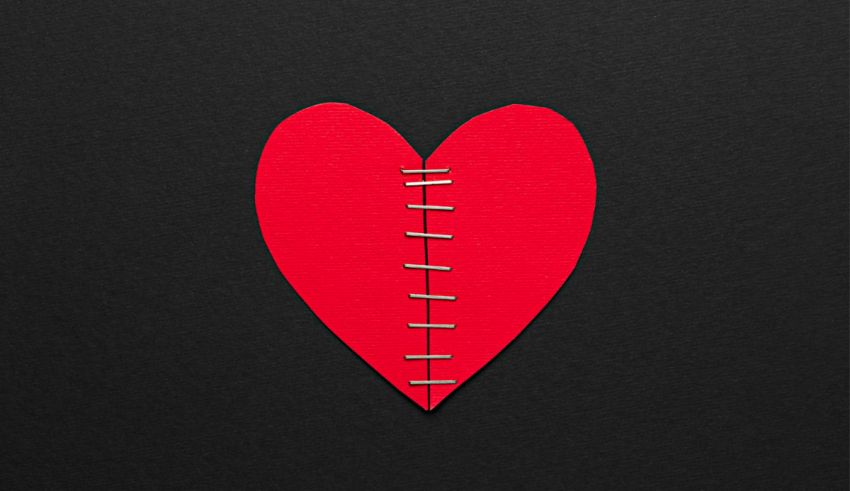 A red heart on a black background.