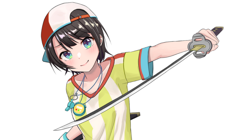 A girl holding a sword in her hand.