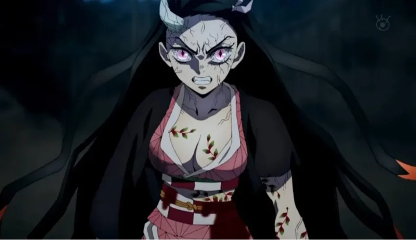 An anime character with long hair and horns.